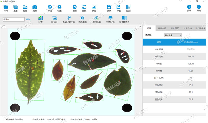 YMJ-PC智能叶面积测量仪软件界面